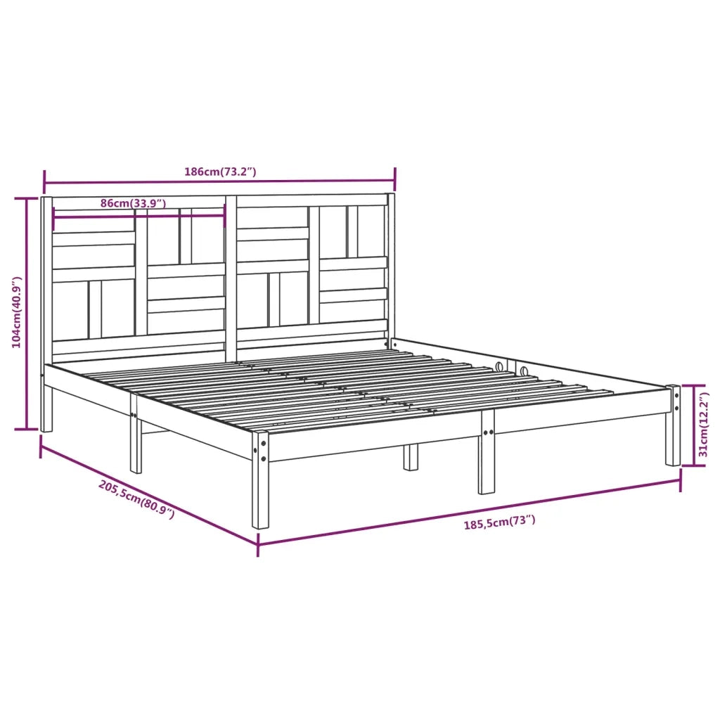 Giroletto senza Materasso-Struttura Letto in Legno Massello 180x200 cm