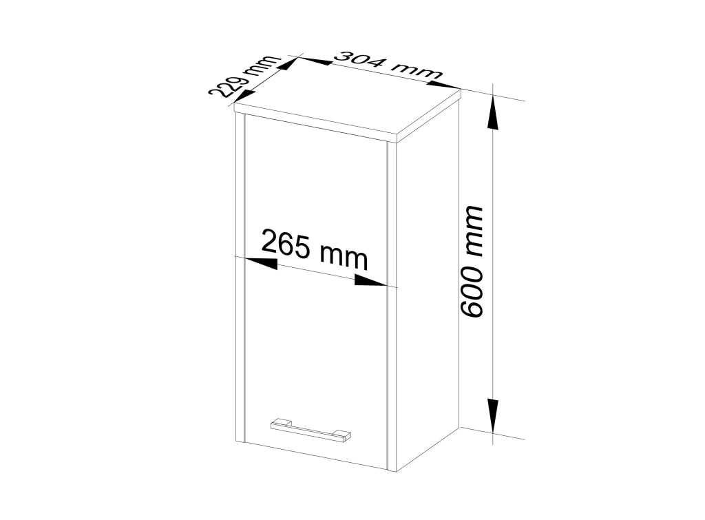 Mobile bagno sospeso AKORD FIN Bianca 30 cm 1 anta 30x22,5x60 cm