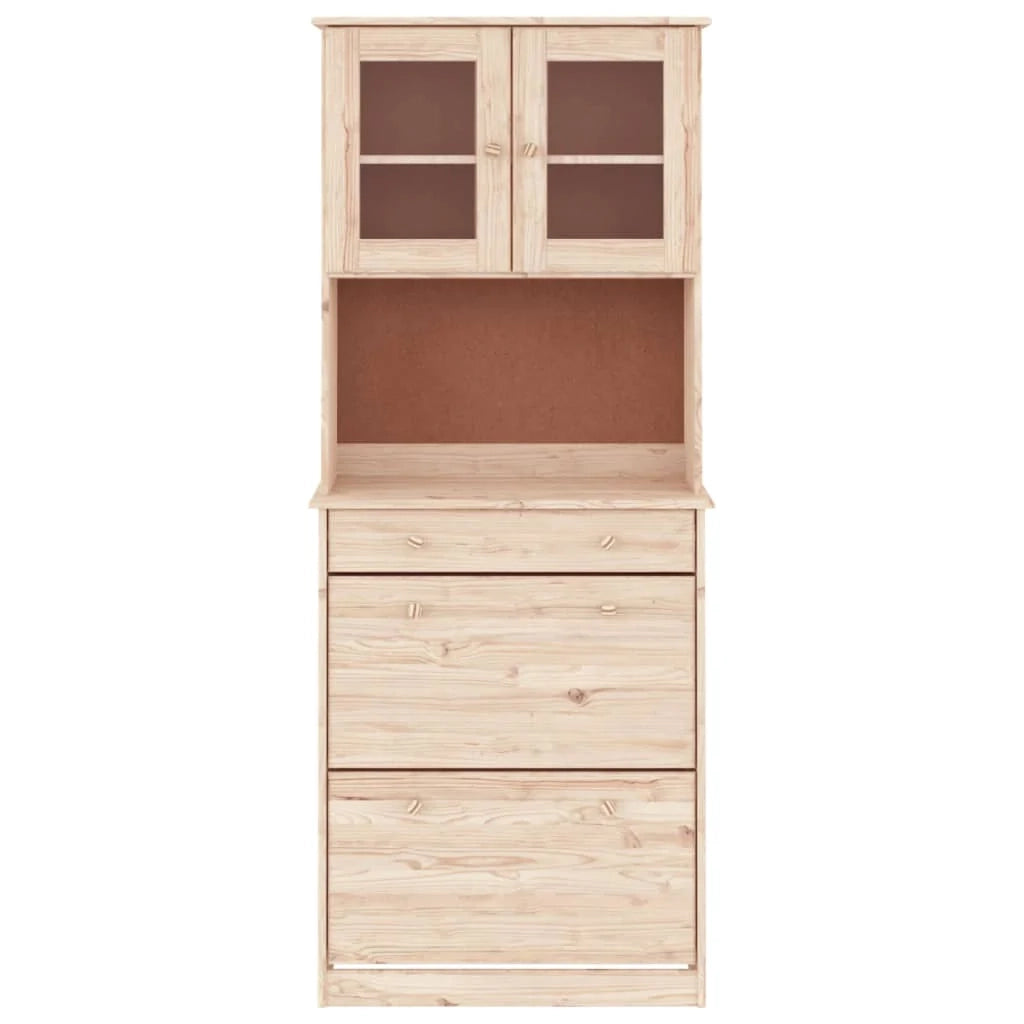 Buffet credenza cassettiera armadio mobile contenitore organizer per cucina soggiorno salotto 77 x 35 x 188 cm legno massello di pino marrone 02_0029674