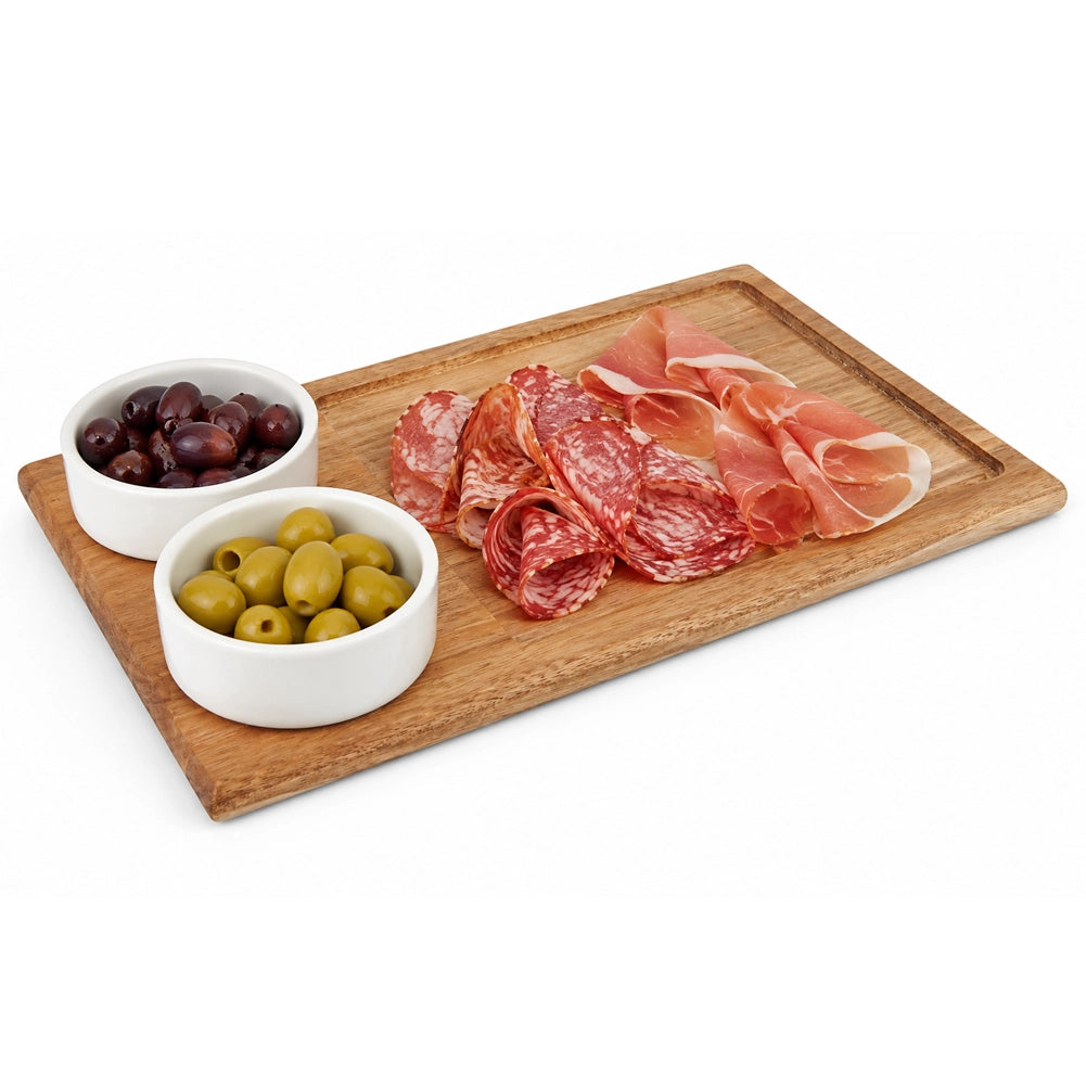 Vassoio Tagliere da Portata per Aperitivo 2 Ciotoline Ciotole Ceramica 30x18cm