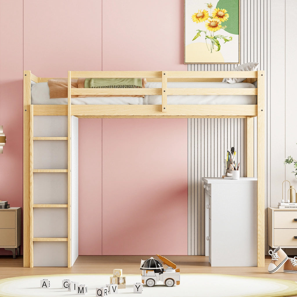 Letto a Soppalco con Contenitore e Scrivania ¨C MINIMAL ¨C Legno, 90x200