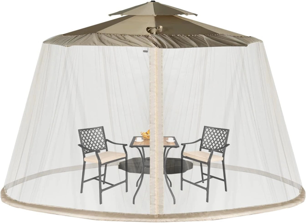 Zanzariera per Ombrellone da Esterno, Zanzariera Regolabile da Patio con 2 Porte a Doppia Cerniera, Rete per Copertura Ombrellone, 12,5 x 2,3 m