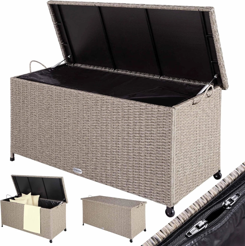 ® Baule Giardino XXL 117x53x60cm Ruote 270L Salvaspazio Impermeabile Resistente Cassettone Contenitore Esterno
