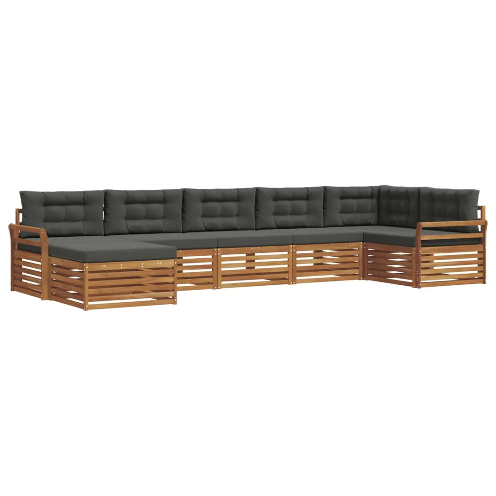 Set divani 7 pcs Naturale e Antracite Legno di Acacia Massello 3373822
