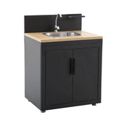 Cucina esterna in acciaio e decorazione in legno 1 lavello 2 porte 1