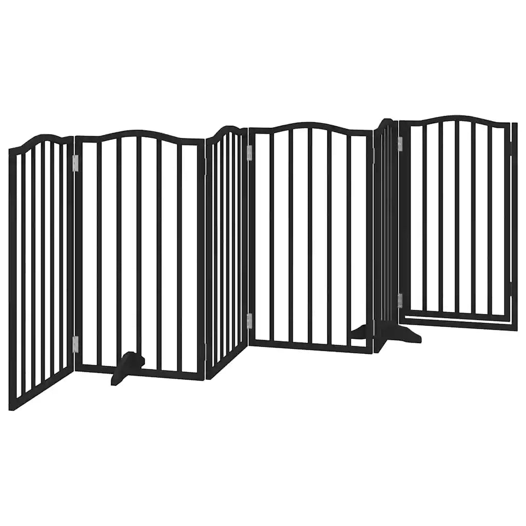 Cancello per Cani Porta Pieghevole Nero 6 Pannelli 300cm Pioppo CFW5469205