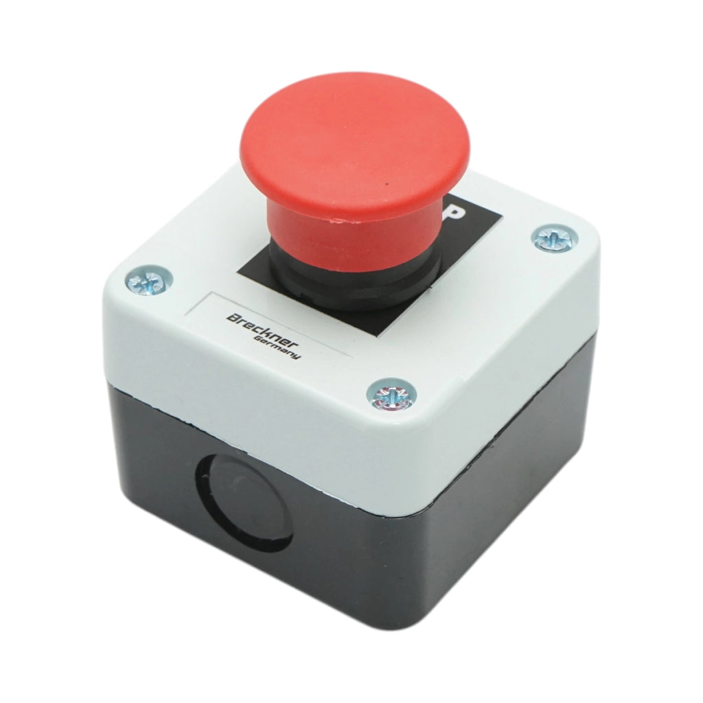 Alloggiamento pulsante di comando STOP rosso, tipo fungo, con ritorno, 1NC, 40mm Breckner Germany