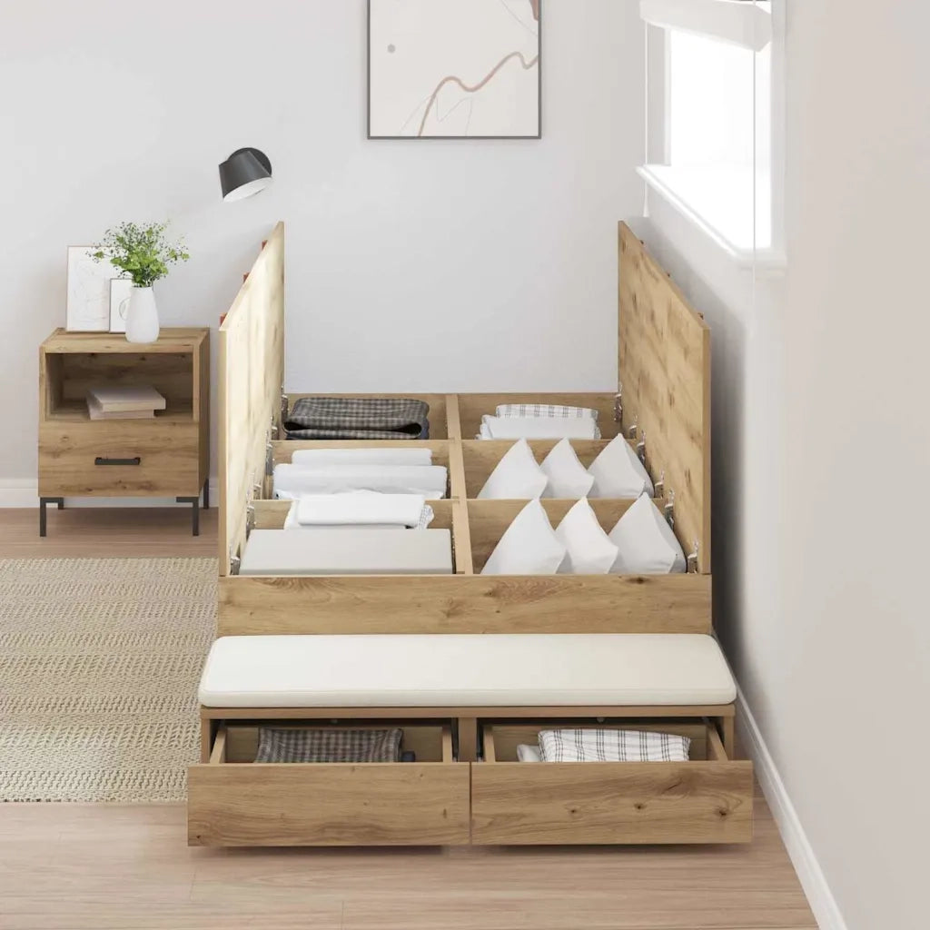 Struttura letto con contenitore Rovere artigianale 100 cm 3335620