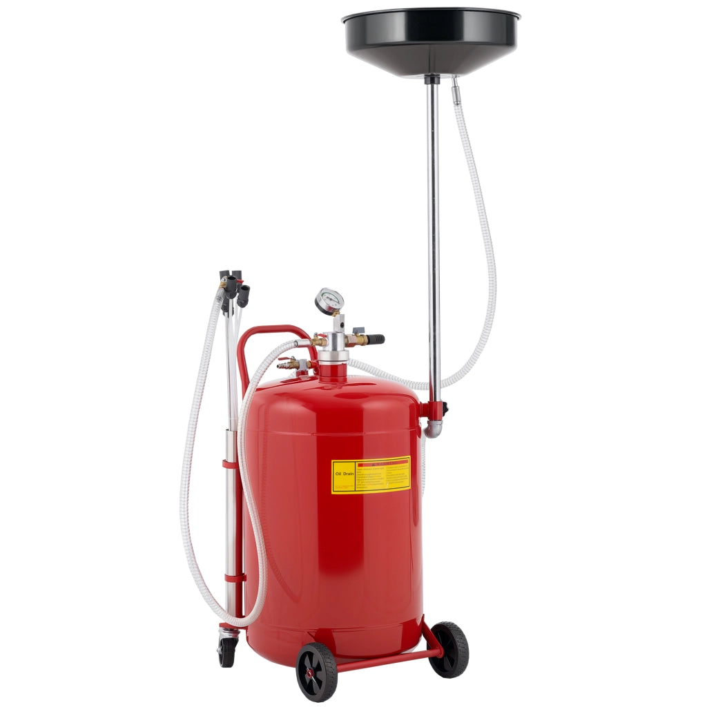 Carrello Recupero Olio Usato 80L ¨C Xylo ¨C Altezza Regolabile 101-141cm con Ruote e Maniglia Rossa