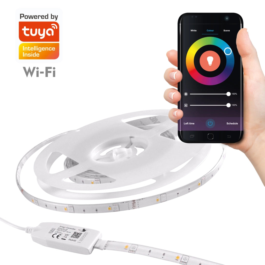 Striscia LED WiFi 2m RGB+4000K IP65 Tuya kit Polux