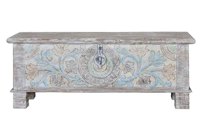 Cassapanca in massello di mango intagliato