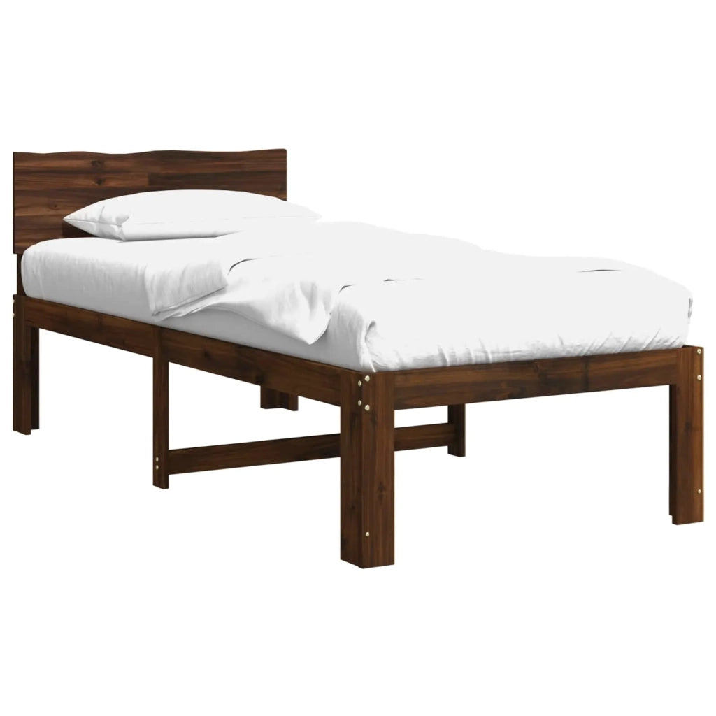 Letto Singolo con Testiera ROSTOCK Marrone Scuro 100 x 200 cm 903458