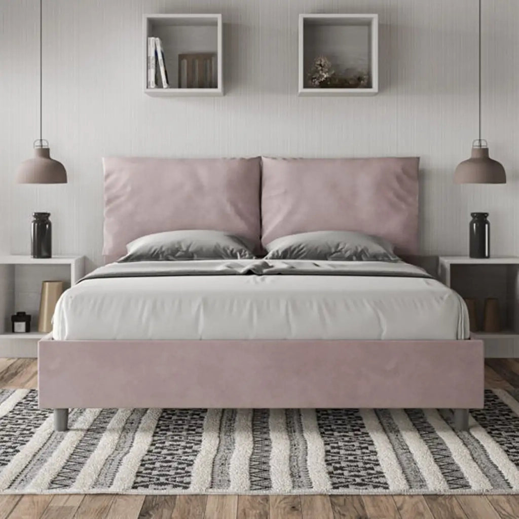 Letto matrimoniale contenitore imbottito 160x210 microfibra glicine Antea