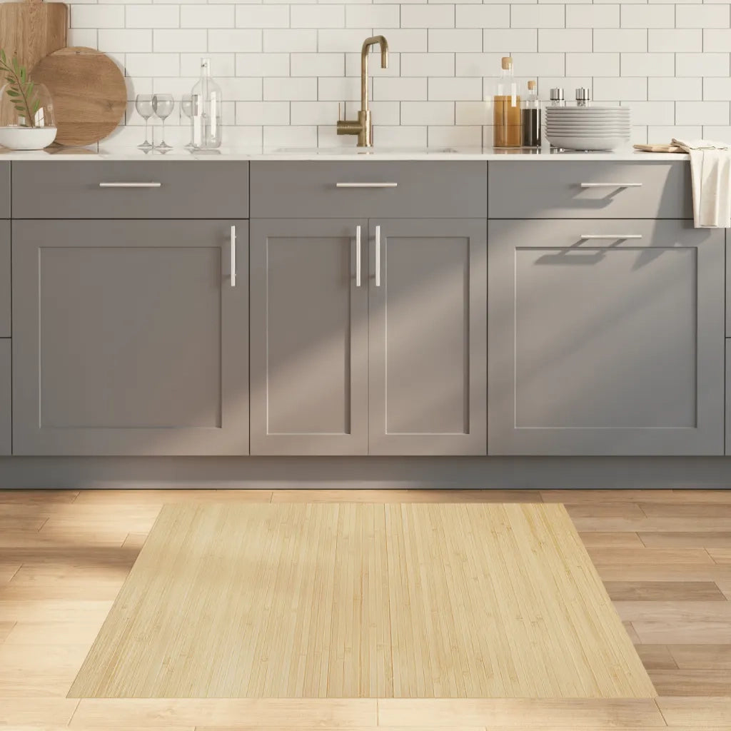 Tappeto Rettangolare Naturale Chiaro 100x100 cm in BambÃ¹