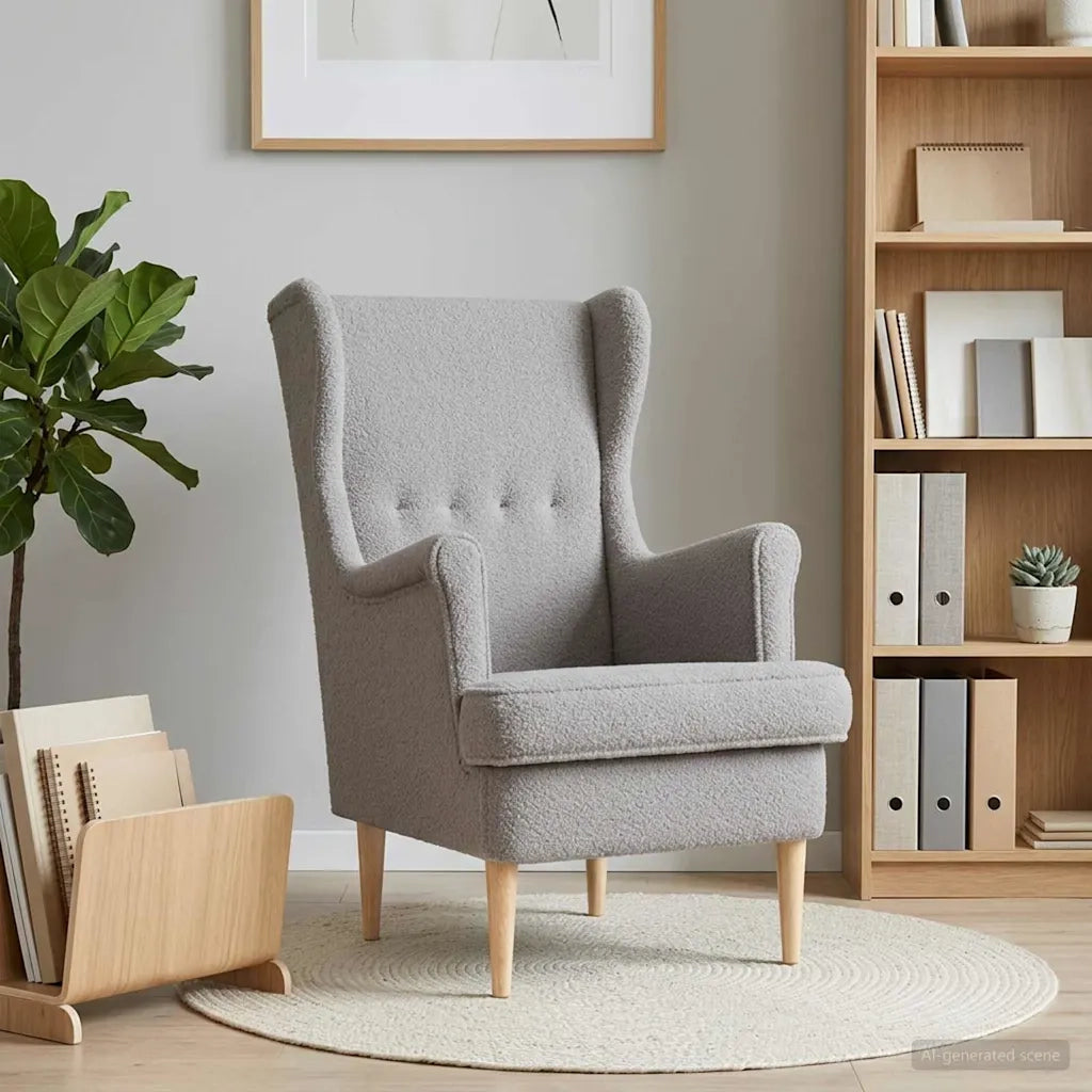 Poltrona Grigio Chiaro Bouclé 42029890