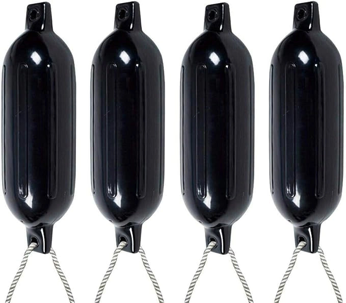 4 x Parabordi per Barca, Parabordi per Imbarcazioni, Gommonni, Boat Fender(Nero)