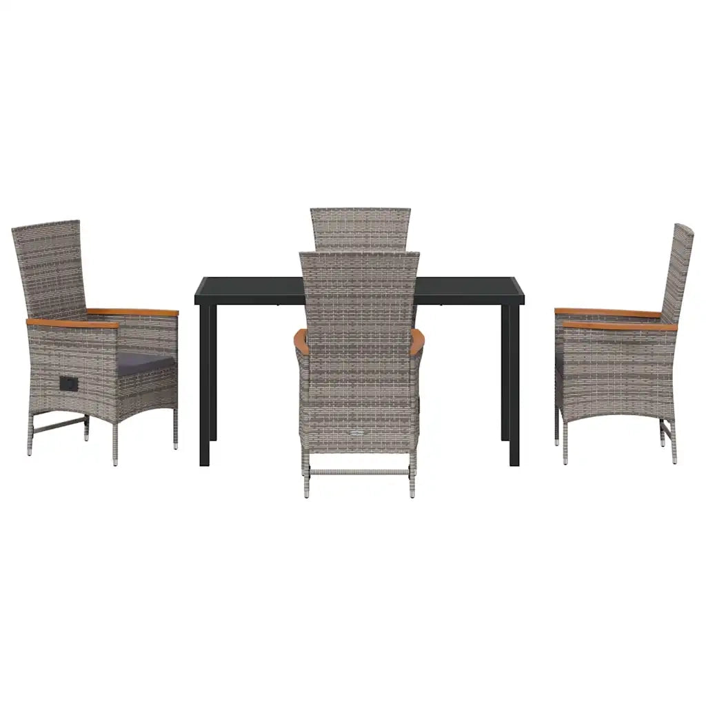 Set da Pranzo per Giardino con cuscino 5 pcs Grigio 3379438