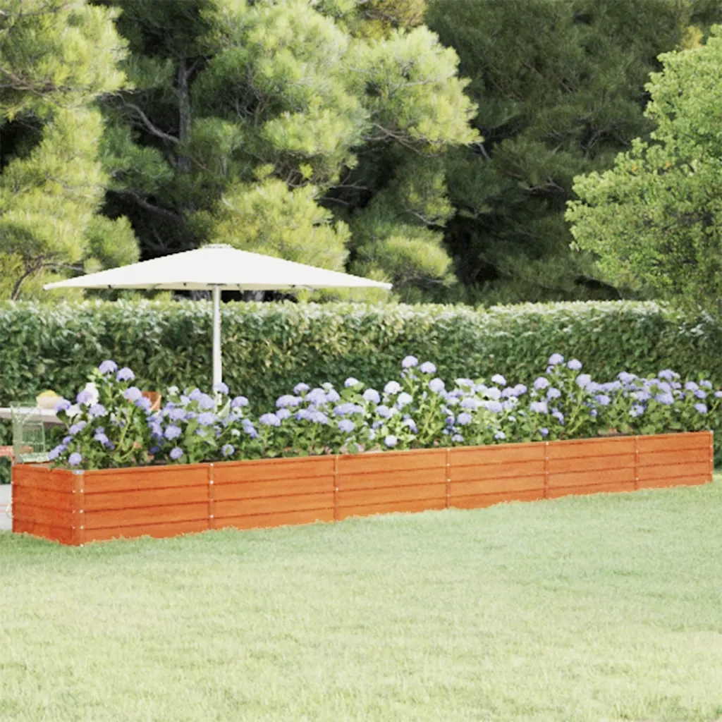 Letto Rialzato da Giardino Ruggine 600x80x45 cm Acciaio Corten 151968