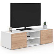 IDMarket - Porta TV ELI bianco con ante in faggio