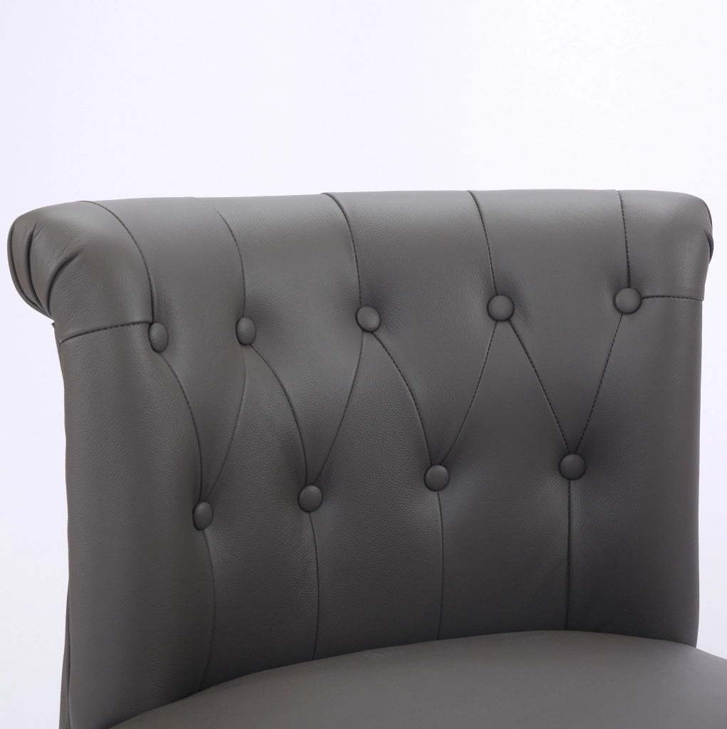 SEDIA da pranzo 64x59x50 cm in pelle grigia e legno