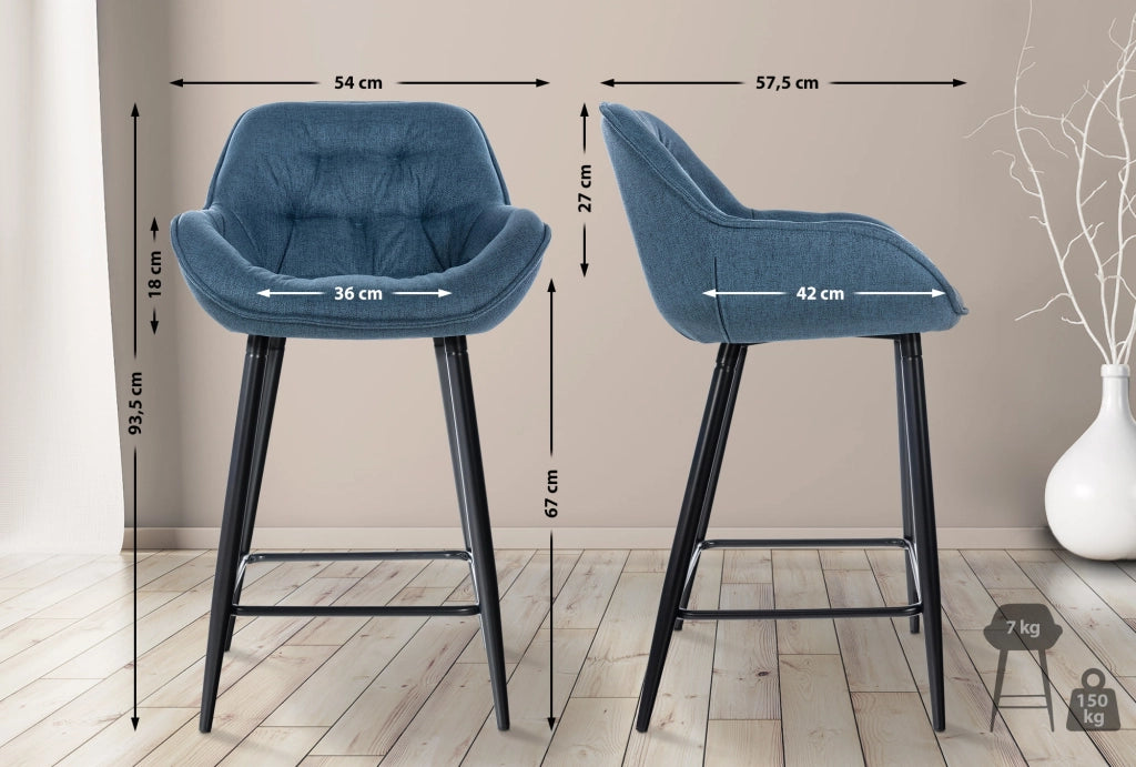 Sgabello da bar Gibson blu,Tessuto