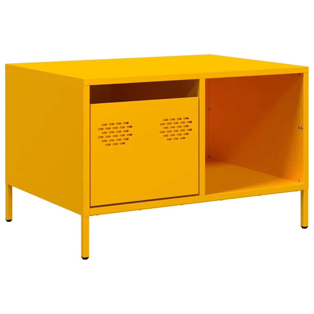 Tavolino Giallo Senape 68,5x50x43,5cm Acciaio Laminato a Freddo