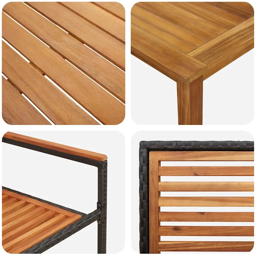 Set da Pranzo per Giardino 5 pcs Nero Legno di Acacia Massello 3365514