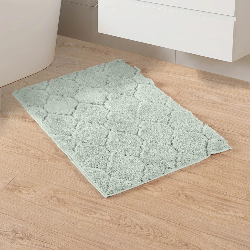 Tappeto Bagno Antiscivolo Effetto Rilievo Assorbente, Morbido, Lavabile in Lavatrice 50x80 / 60x120 cm 50x80 Cm - Salvia