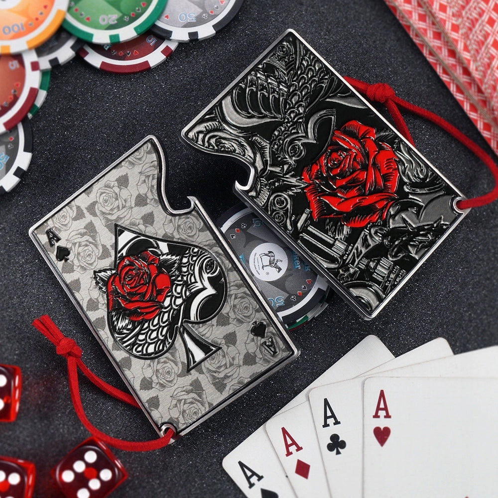 Apribottiglie KADAX, bottiglia di birra in metallo, asso di picche, carta regalo da poker