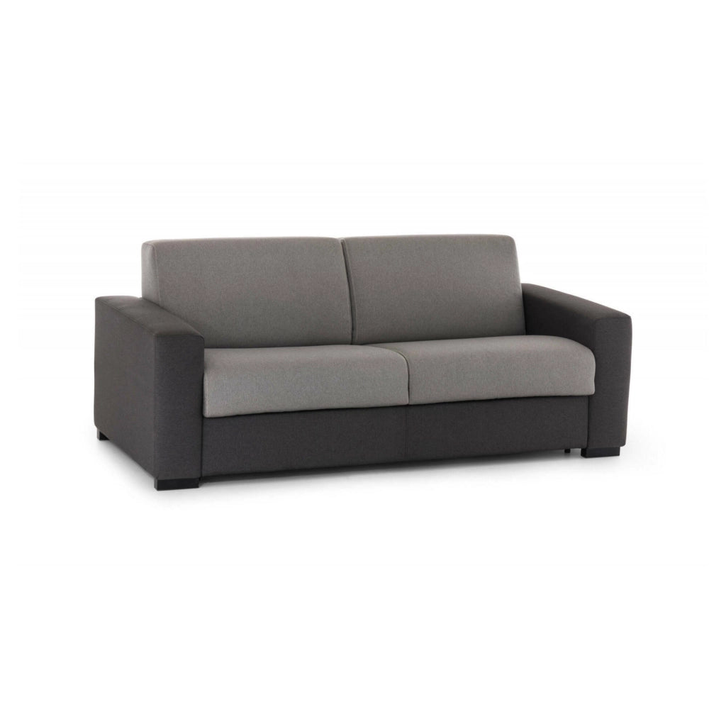 Divano fisso Larimar, Divano a 3 posti, Made in Italy, SofÒ  Soggiorno, in tessuto imbottito, con Braccioli slim, cm 200x95h90, Grigio e Antracite