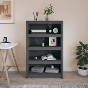 Libreria Grigia 80x35x126 cm in Legno Massello di Pino 821686