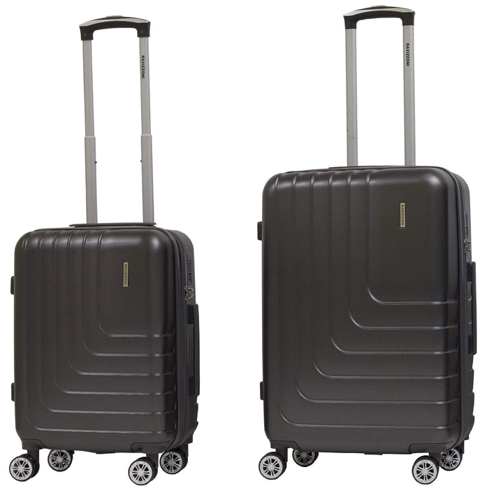Set 2 Valigie Trolley Rigide in ABS 4 Ruote TSA Ravizzoni Titanio Grigie