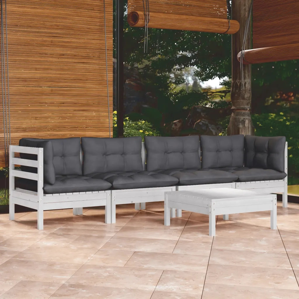 Set Salotto da Giardino 5pz con Cuscini Legno Massello di Pino 3096155
