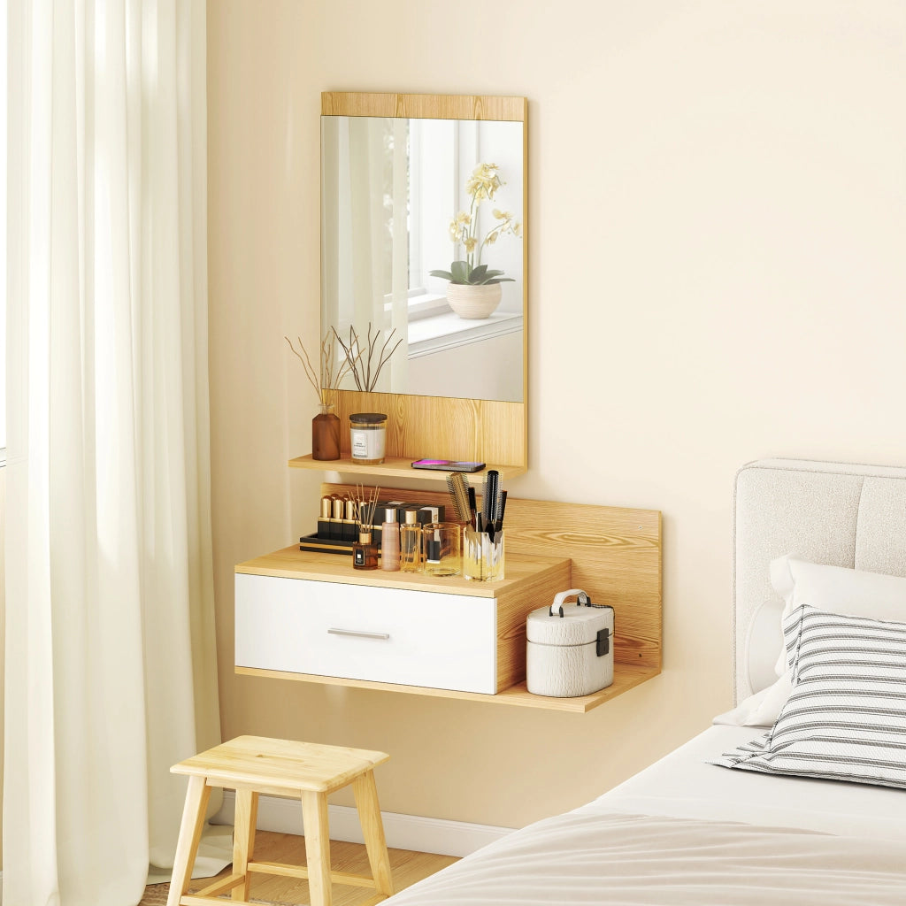 Mobile Ingresso con Specchio, Mensola e Cassetto ¨C zephmum ¨C Legno e Vetro