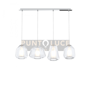 SOSPENSIONE CROMO 4 LUCI RETTANGOLARE VETRI ALPHA + 2X BETA + GAMMA TRASPARENTI 1176CR-S4 R ABG-TR