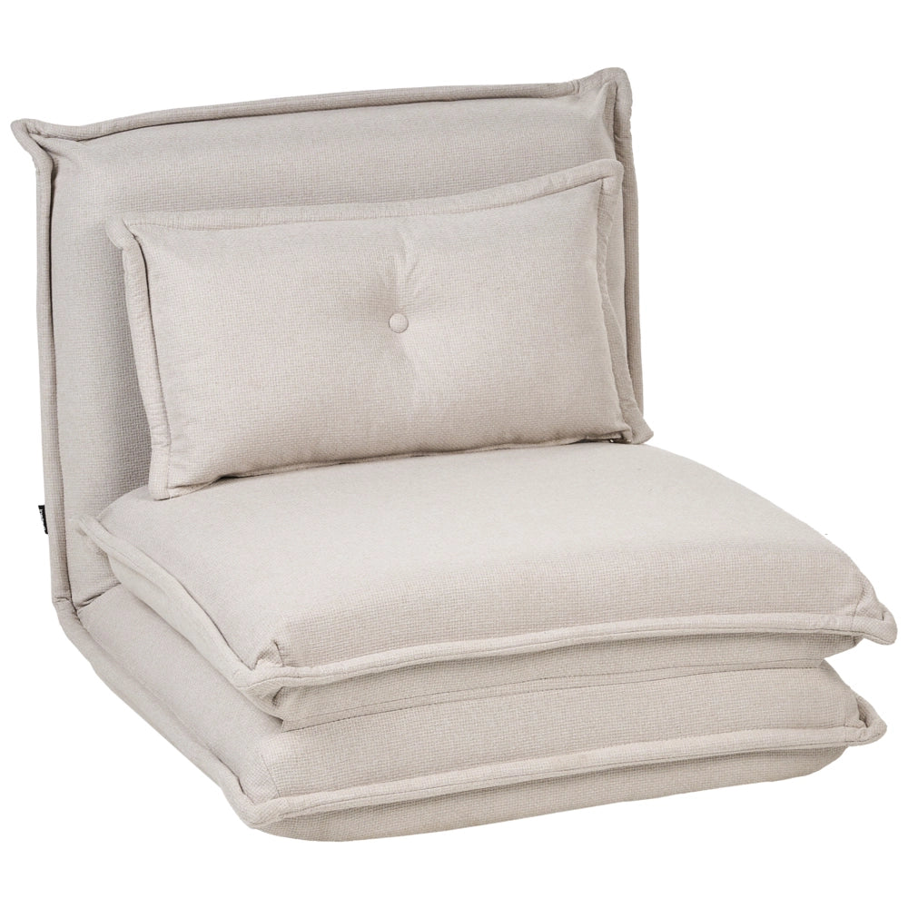Divano letto bianco sporco Poltrona da pavimento Rivestimento in tessuto Letto singolo pieghevole con cuscino Design moderno Camera dei bambini Soggiorno