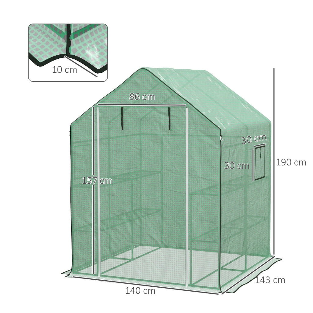 Serra da giardino con porta, finestre e ripiani 3 livelli ¨C zephmum ¨C 140x143x190 cm