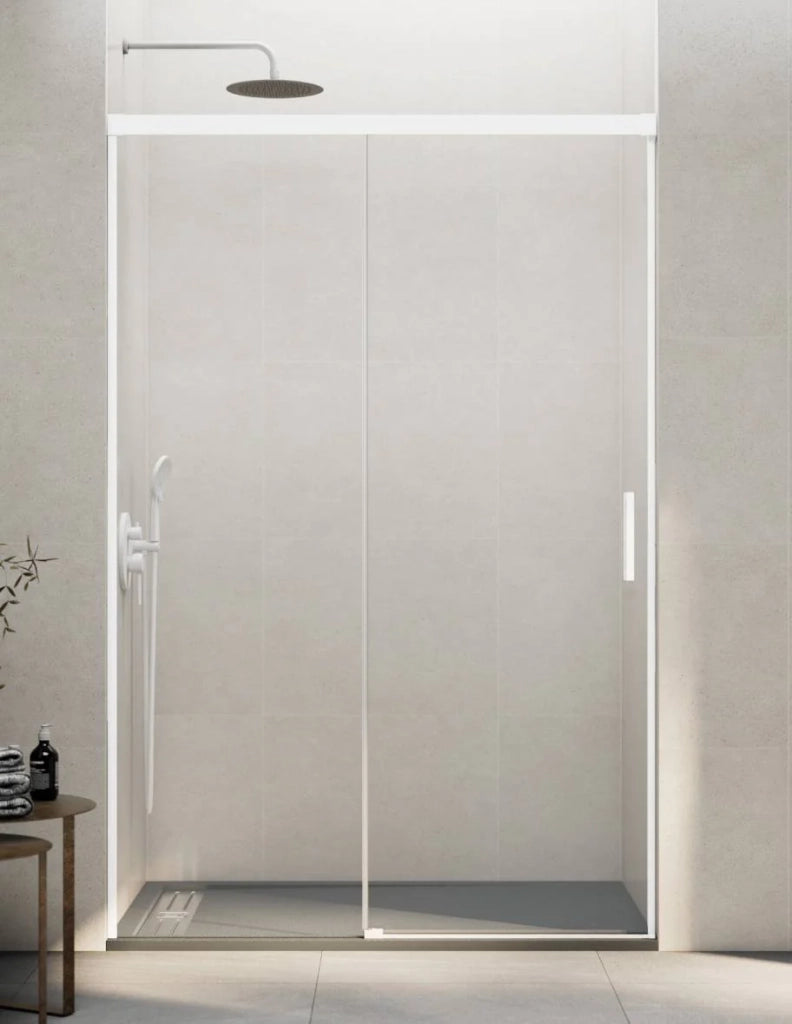 Porta doccia scorrevole 1+1 THALASSA (BASIC) 175 cm Profilo Bianco vetro trasparente