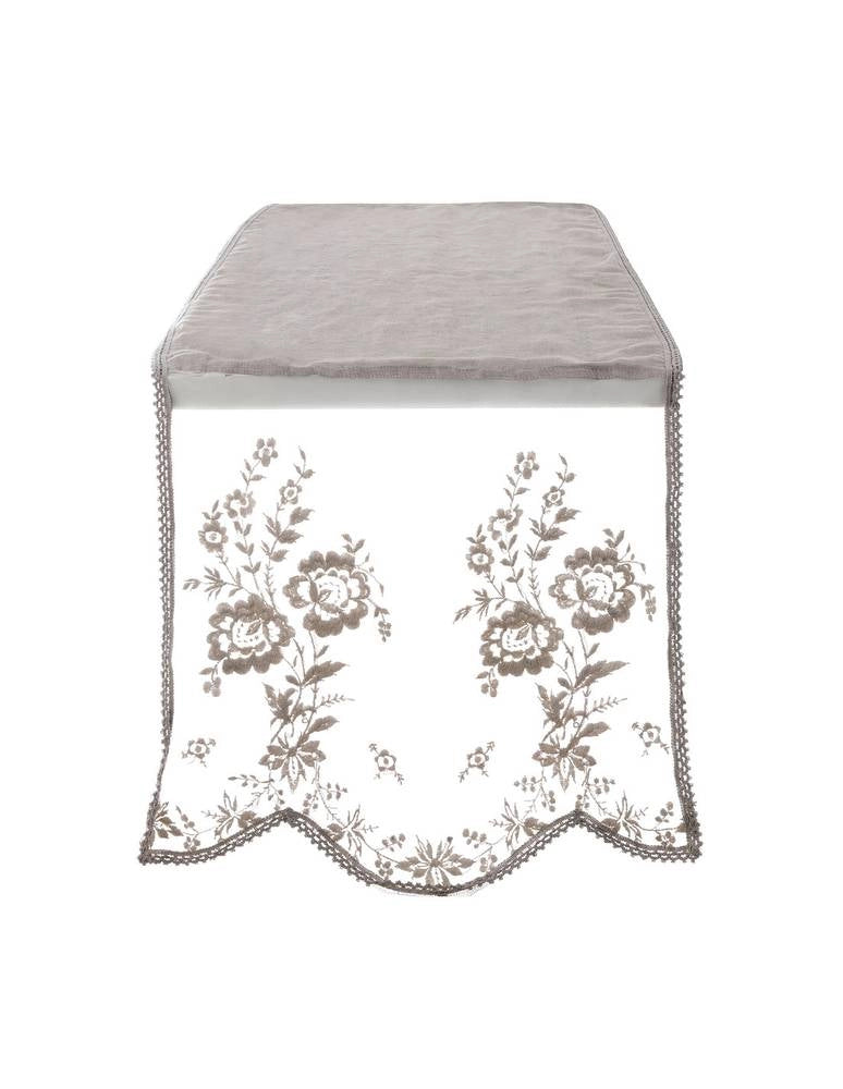 Runner Centrotavola con Ricami Floreali Shabby Chic Dentelle Blanc Mariclò