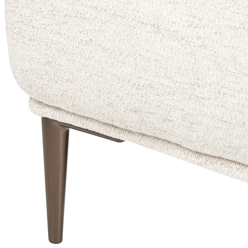 Divano a 3 posti in tessuto Beige chiaro Soggiorno Stile moderno Gambe in metallo