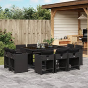 Set da Pranzo da Giardino 11 pz con Cuscini in Polyrattan Nero 3211207