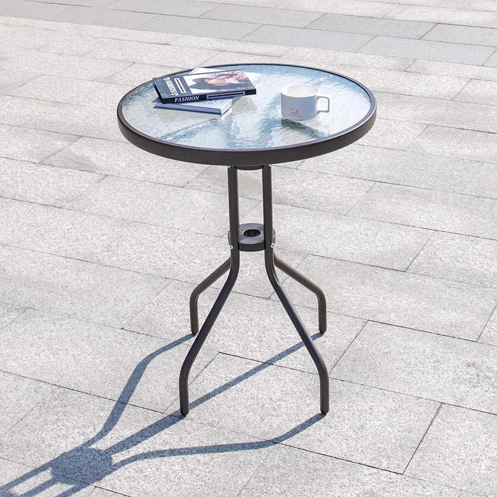 Tavolino da giardino rotondo in vetro VALORA ISLAND 60 cm