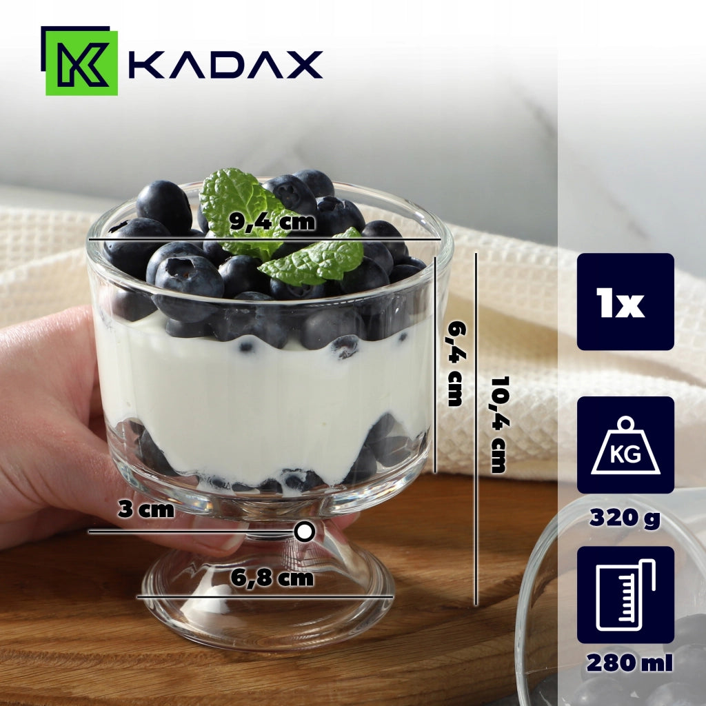 Coppetta per gelato KADAX da 290 ml, contenitore in vetro per dessert cremosi.