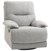 Poltrona relax reclinabile con poggiapiedi, tessuto effetto lino, grigio chiaro