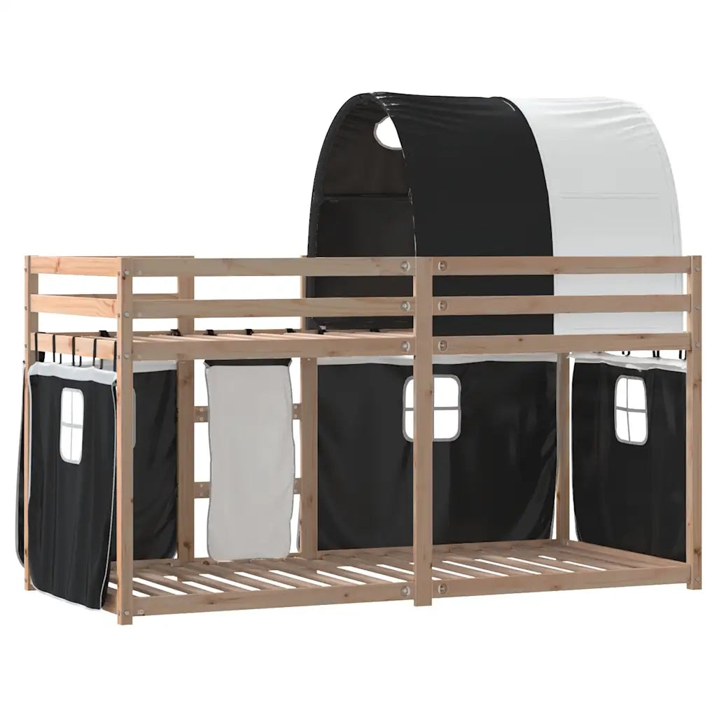Letto a Castello senza Materasso Bianco e Nero 80x200cm in Pino