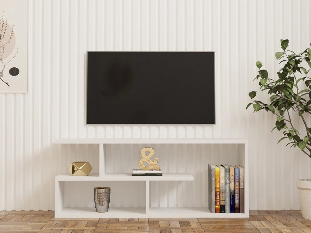 Mobile TV in legno "Cafu" - 100 x 29 x 40 cm - Bianco