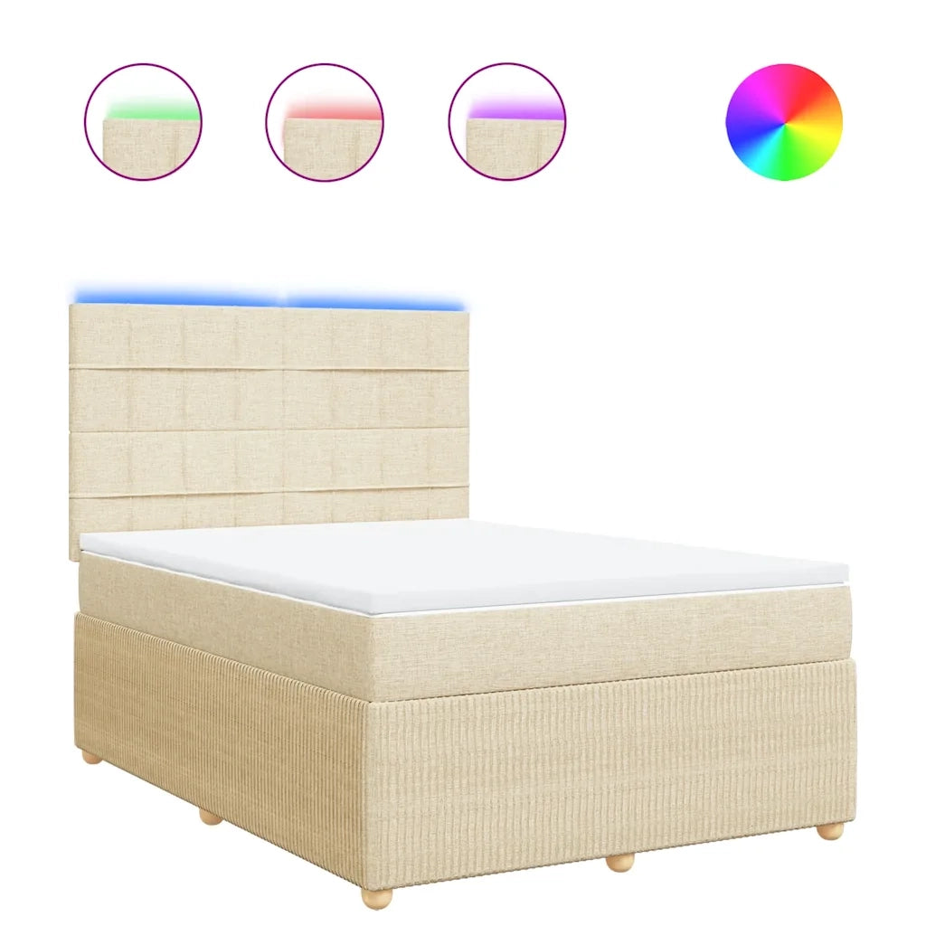 Giroletto a Molle con Materasso Crema 160x200 cm in Tessuto