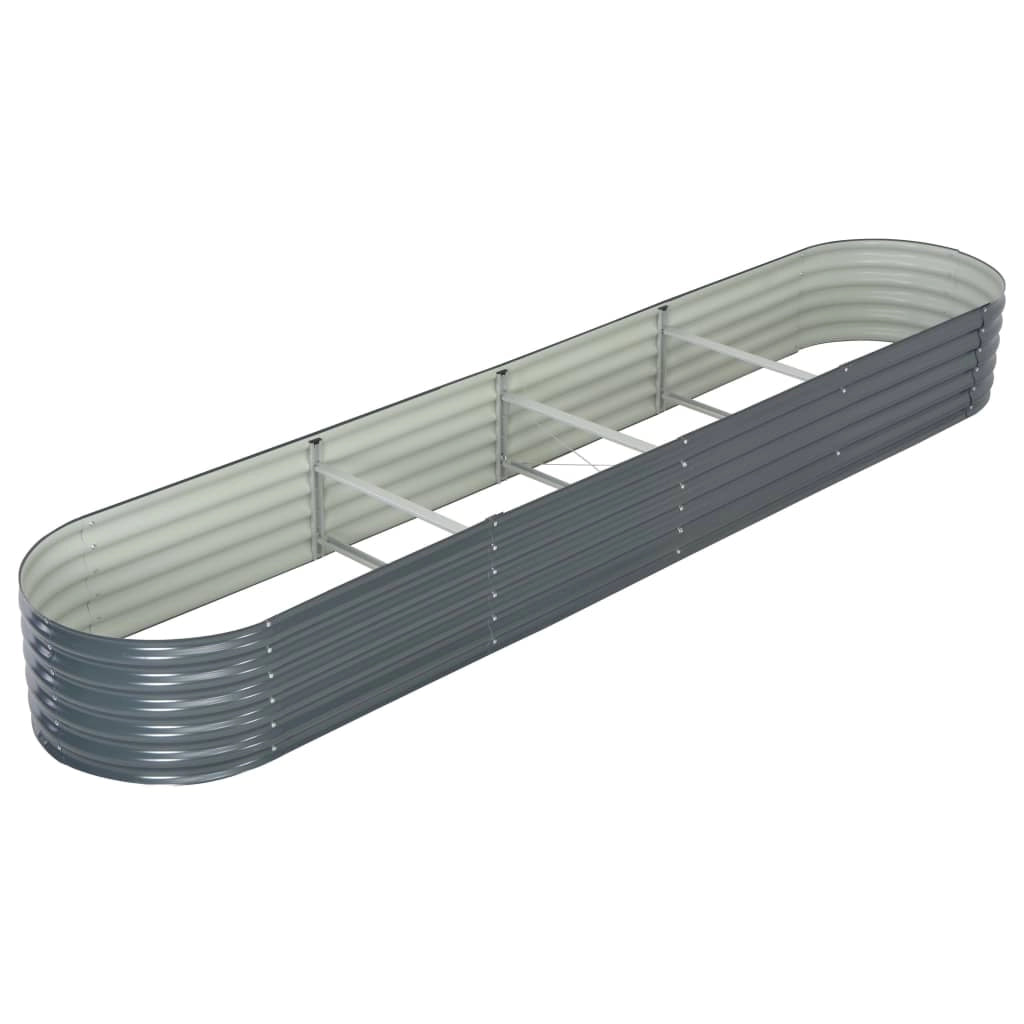 Fioriera rialzata per piante e fiori giardino 400 x 80 x 44 cm acciaio zincato grigio 02_0001051