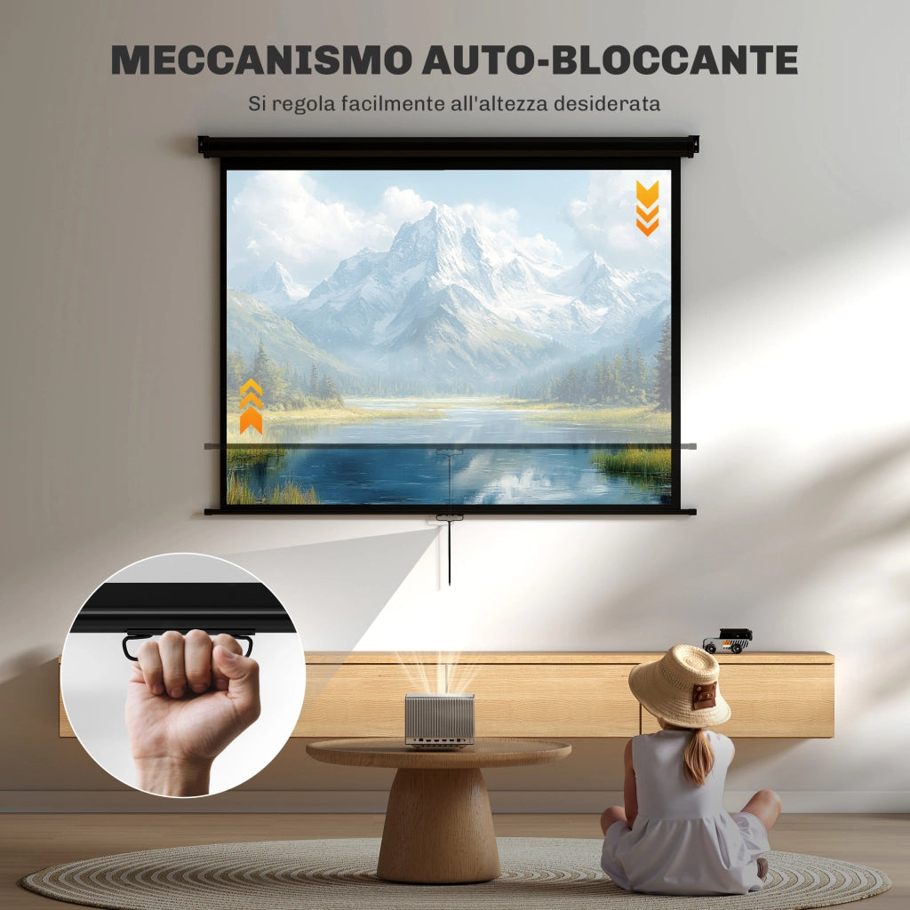 Telo per Proiettore 84 Pollici 4:3 ¨C Minimal ¨C 160¡ã Parete Soffitto Nero