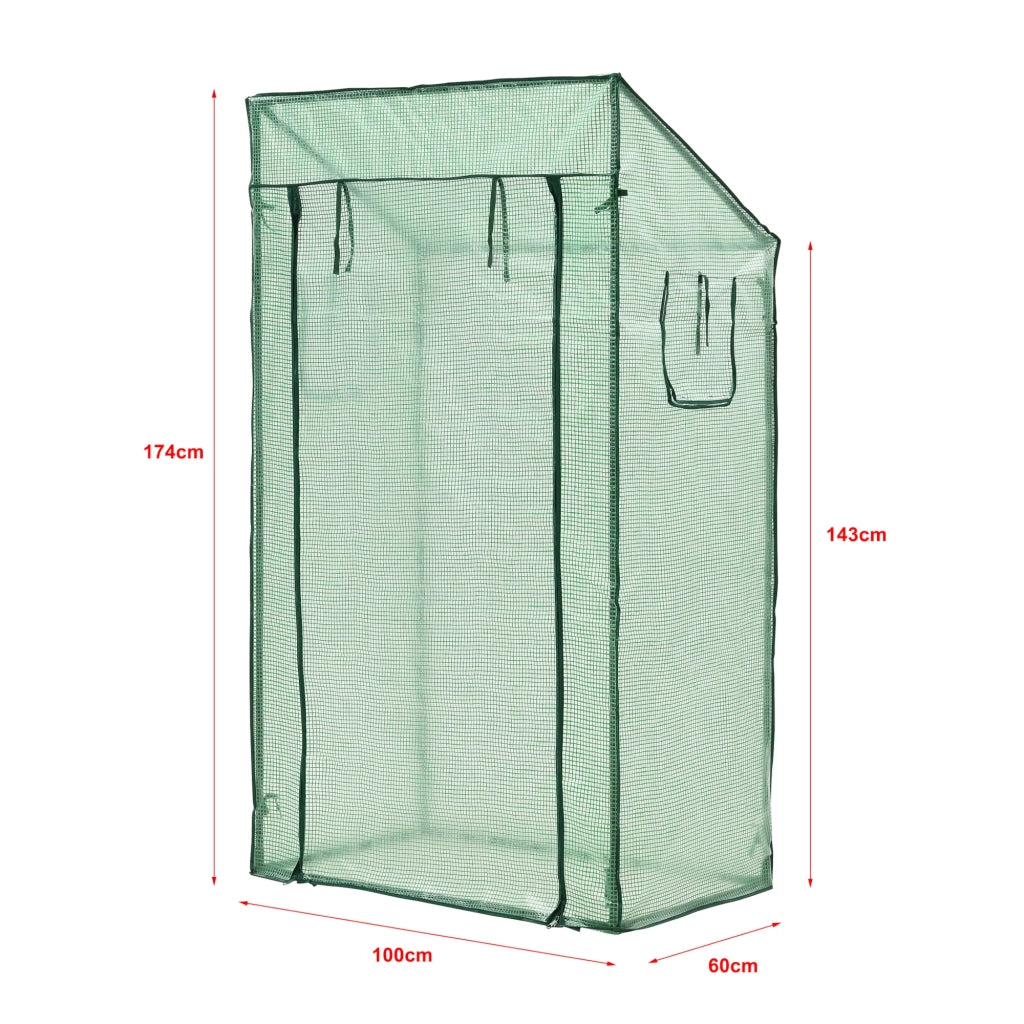 Serra per pomodori Marzano in acciaio e polietilene con porta e 2 finestre con cerniera 100 x 60 x 143-174 cm verde 03_0008259